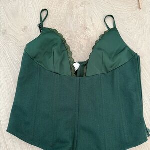 Tiger Mist Forest Green Lace Camisole
